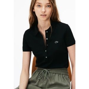 NWT Lacoste Black Pique Stretch Polo